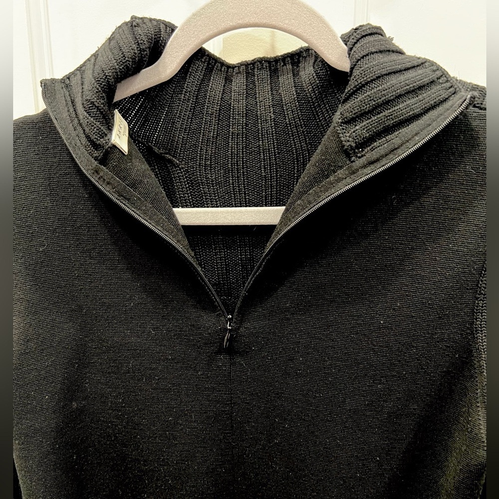 Akris Punto Wool Rib Knit Mock Neck Midi Dress Black Size 8 - Picture 7 of 12